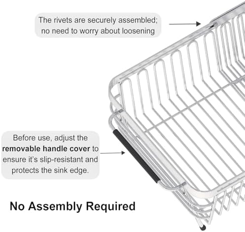 304 Stainless Steel Expandable Dish Drying Rack for 10-15in Sinks - Image 6