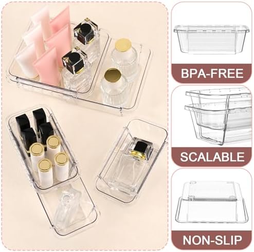 15 Pcs Expandable Drawer Organizer, All Adjustable Storage Box, Clear - Image 4