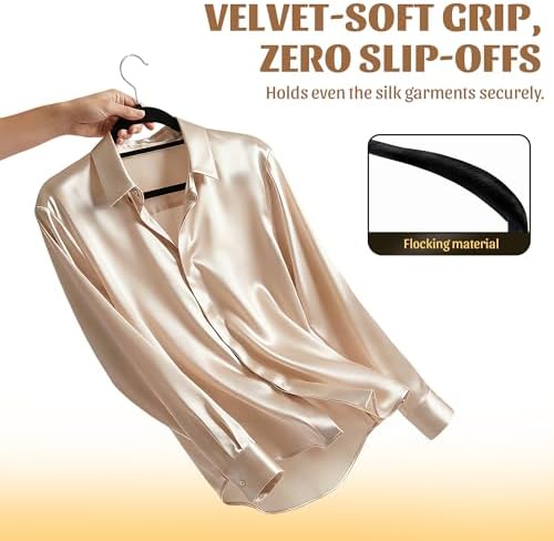 10 Pack Black Velvet Hangers, Wide Shoulder Suit Hangers for Men - Image 2