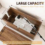 Brown Wood Large Cable Management Box for Power Strip and Cord Hideaway - Image 3