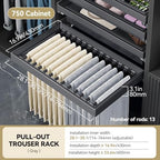 Pull Out Pants Rack for Closet，Retractable Trouser Organizer with Soft Close Silent Rails, Non-Slip Removable Rods, Adjustable Width Aluminum Frame, Luxury Wardrobe Storage System (Charcoal Grey) - Image 2