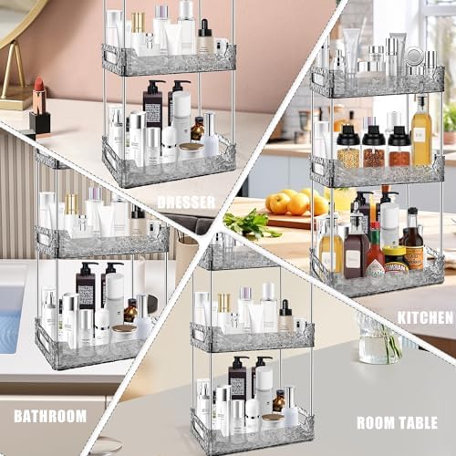 3-Tier Bathroom Counter Organizer Countertop Storage-Grey - Image 7
