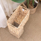 YAHUAN Stair Basket with Handles, Woven Water Hyacinth and Seagrass Stair Baskets for Carpeted Stairs, Natural Woven Wicker Staircase Storage Organizer for Home (Water Hyacinth & Sea grass) - Image 5