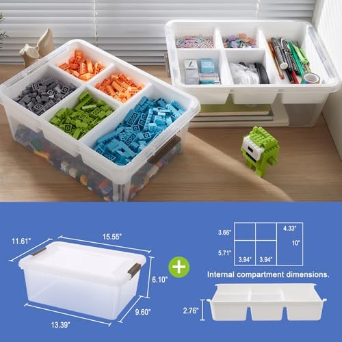 17QT Clear Plastic Craft Storage Box with Removable Tray & Lid - 2 packs - Image 3