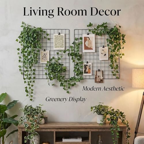 Kaforise Painted Wire Wall Grid Panel, Multifunction Photo Hanging Display and Wall Storage Organizer, Pack of 2, Size:23.6"x 23.6", Square Black - Image 6