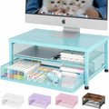 OPNICE Computer Monitor Stand Riser, Desk Organizer with Drawer, Printer & Laptop Stand, Office Desk Accessories & Workspace Desktop Organizers Storage for Office Supplies(Blue) by OPNICE