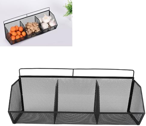 Metal Wire Basket, 3 Grids Wall Hanging Baskets, Wall Mount Slanted Opening Storage Organizer for Kitchen Bathroom Laundry Room Home Coffee Bar Office Garage (Black) - Image 3