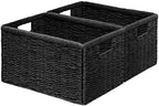 Vagusicc 2 Packs Large Wicker Storage Basket, Closet Storage Baskets Bins for Shelves, Decorative Collapsible Baskets for Organizing Clothes Toy Nursery Bathroom Organizers and Storage, Black by Vagusicc