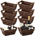 Marsui 6 Pcs Small Wicker Baskets for Gifts Empty 9 x 6 x 4 Inches Hand Woven Seagrass Rattan Towel Baskets Bin Organizer Shelf Pantry for Bathroom Storage Towel Kitchen Toilet Room (Coffee) by Marsui