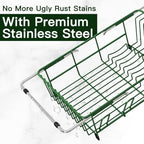MAJALiS Green Expandable Dish Drying Rack Over Sink with Extra Drainboard - Image 6