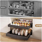 Seinloes 4 Pack Pull out Cabinet Organizer 21"Deep with Raising Pad for Framed Cabinets, Expandable Slide out Drawers for Kitchen Cabinets with 4pcs Divider Racks, Roll out Shelves 12.1"-20.4" W Black - Image 5