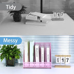 Desk Organizers Metal Magazine File Holder Racks Desktop Folder Storage Binder Organiser Document Organization for Home Office & Classroom,5 Vertical Compartments-Pink - Image 5