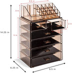 Sorbus Makeup Organizer, 6-Drawer Acrylic 2-Piece Set (Bronze Glow) - Image 3