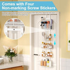 Yuyetuyo 5-Tier Over The Door Organizer Bathroom Shelves Hair Tool Organizer - Hair Dryer Holder Adjustable Height, DIY Bathroom Storage Shelf Wall Mounted Behind The Door Storage - Image 2