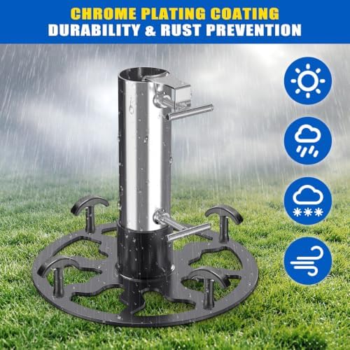 Dolibest Heavy Duty Outdoor Umbrella Base(up to 2'' Pole), Patio Umbrella Stand Anchor with Ground Spike/Expansion Anchors, Steel Umbrella Base for Patio Yard Grass/Concrete Use - Image 5