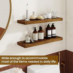 Dreamland 24Inch Floating Shelves for Wall, Rustic Wooden Floating Shelves for Bathroom|Bedroom|Kitchen, 2 Pack Deep Wall Mounted Book Shelf, Wood Storage Display Shelf for Home Decor, Brown - Image 4