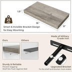 RICHFOCUS Bathroom Floating Shelves for Wall 2Pack|Grey|16" L - Image 3
