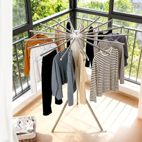 Clothes Drying Rack Tripod, Large Capacity Portable Laundry Drying Rack, Space Saving Design for Indoor Outdoor Use, Multi-Function Clothing Rack, Towel & Blanket Drying Rack for Laundry Room by Unknown