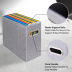4 Packs Letter Size File Organizer, File Folders Organizer, Fabric Storage Box, Collapsible Paper Organizer with Metal Handle, Smooth PVC Rails, Only Box (Gray) - Image 4