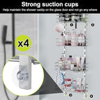 Orimade Over the Door Shower Caddy Adjustable 5 Tier Silver Grey,Bathroom Hanging Organizer Shelf Rustproof with 4 Hooks,Shower Basket with Soap Holder and Suction Cup - Image 2