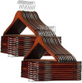 Casafield - 40 Walnut Wooden Suit Hangers - Premium Lotus Wood with Notches & Chrome Swivel Hook for Dress Clothes, Coats, Jackets, Pants, Shirts, Skirts by Casafield