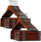 Casafield - 40 Walnut Wooden Suit Hangers - Premium Lotus Wood with Notches & Chrome Swivel Hook for Dress Clothes, Coats, Jackets, Pants, Shirts, Skirts by Casafield