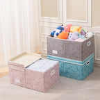 PRANDOM Jumbo Collapsible Storage Cubes with Lids Fabric Decorative Storage Bins Boxes Organizer Baskets with Cover Handles for Bedroom Closet Living Room 23.2x15.7x11.8 Inch 3 Pack - Image 3