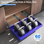 Mustorn 2 Pack Pull Out Cabinet Organizer, Expandable Slide Out Drawers for Kitchen Cabinets Peel and Stick Pullout Drawer Heavy Duty Sliding Shelves for Cupboard, Pantry, Bathroom(16.5" Deep, Blue) - Image 5