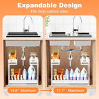 Upgrade 1 Pack Expandable Under Sink Organizer: 2-Tier Pull Out Cabinet with 3 Heavy-Duty Ball-Bearing Slide Rails, Tool-Free Height Adjustable, Slide-Out Drawers for Kitchen, Bathroom, Laundry - Image 6