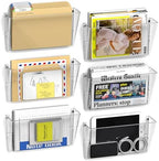 samstar 6 Pack Clear Wall File Holder, Wall Mount Acrylic File Organizer Hanging Wall Pocket Mail Magazines Organizer for Office,Home by Samstar