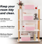 4 Pack Storage Baskets for Organizing, Woven Baskets for Shelves - Perfect for Toys, Books, Towels, and Clothes, Durable Gift Basket Bins Toy Storage, 12.7''Lx9''Wx7.8''H, Pink & White - Image 3
