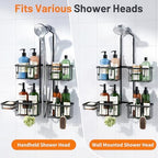 Luxspire Shower Caddy Hanging Overhead, Shower Organizer Hanging, Black - Image 3