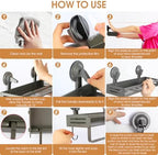 Suction Cup Shower Caddy with 5 Hooks & Towel Rrack 15.7inch Grey - Image 6