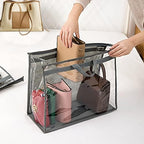 10 Set Handbag Storage Organizer Dust Bags for Purses Handbags Closet, Clear Purse Protector Storage Bag Dust Cover for Bags, Closet Organizer for Handbags with Hooks, Grey - Image 2