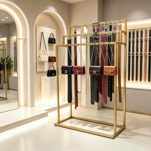 3 Layers Floor Mounted Belt Hanger, Gold Retail Display Tie Scarf Rack - Image 7