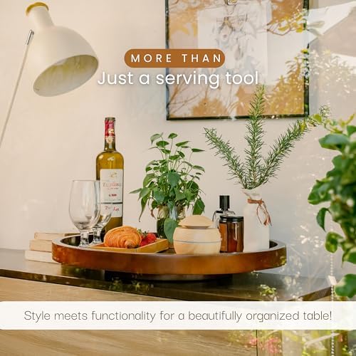 CONMEOCON- 22" Large Wooden Lazy Susan for Table Top, Kitchen Countertop Organizer with Modern Farmhouse Style, Lazy Susan for Charcuterie Boards Cheese Board - Image 6