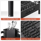 TOOLF Expandable Dish Drying Rack for Kitchen Counter, Standard, Black - Image 6