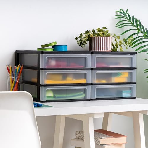 IRIS USA 2-Pack, 3-Drawer Medium Plastic Stacking Desktop Organizer, Black - Image 6