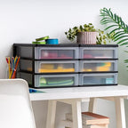 IRIS USA 2-Pack, 3-Drawer Medium Plastic Stacking Desktop Organizer, Black - Image 6