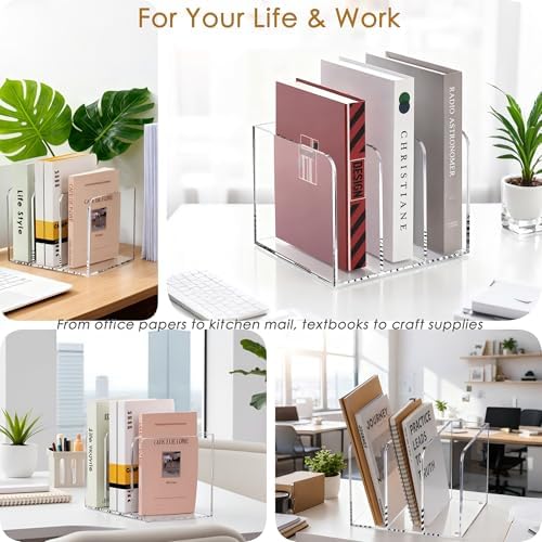 SANRUI Clear Acrylic Vertical Magazine File Organizer with 3-Slot, Clear - Image 6