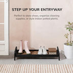 Anji Mountain Heavy Duty Waterproof Wooden Shoe Storage Mat Organizer/Boot Storage Tray Multi Use for Entryway with Coir, Tan and Black Trellis Insert, 1 Tier, Fits 3 Pair (36.5" Wide) - Image 2