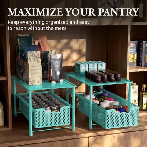 Simple Houseware Stackable Under Sink Sliding Basket Drawer, Turquoise - Image 7