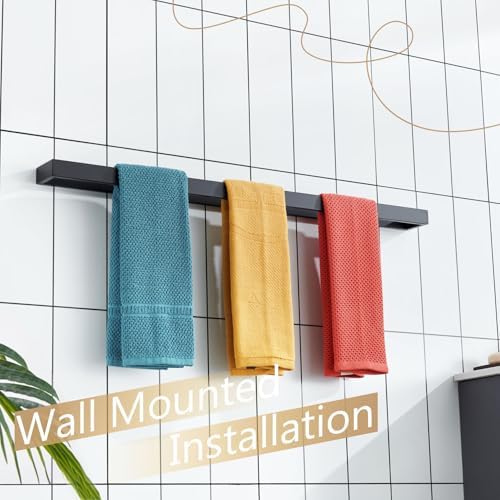 KOKOSIRI Towel Bar Matte Black Bath Towel Holder 32-Inch Kitchen Rack Stainless Steel for Bathroom Hardware Wall Mounted, 1 Pack B4008BK-L32 - Image 6