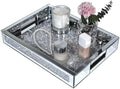 Large Vanity Tray for Perfume Organizer, 15x11 Inch Silver Mirror Tray with Handles, Crushed Diamond Tray for Bathroom Counter, Coffee Table Decor, Jewelry Display by joyshiny