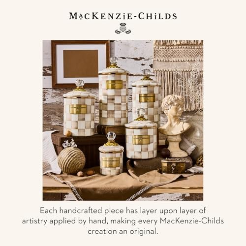 MACKENZIE-CHILDS Enamel Canister, Small, Brown-and-White Mocha Check - Image 6