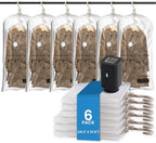 TAILI Hanging Vacuum Storage Bags Clothes, Coats, Jackets,6 Short with Pump by TAILI