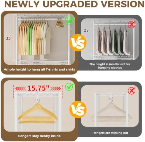 Golpart Heavy Duty Rolling Clothes Rack Wheels Portable Metal Garment Rack - Image 6