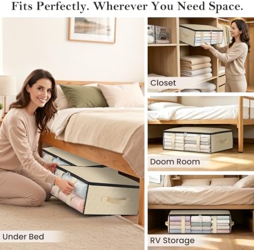 StorageRight Under Bed Storage Bags, 8 Pack, 40L, Beige - Image 6