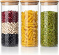 45 oz Round Glass Food Storage Containers with Airtight Bamboo Lids, 3 Pack by HomArtist