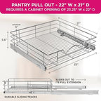 HOLDN’ STORAGE Pull Out Cabinet Organizer, Pantry Drawer, 22"W x 21"D x 5"H - Image 3